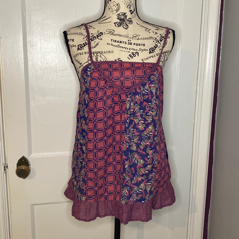 Kenzie Girl Tank Top Pink Purple Ruffled Hem Size Medium